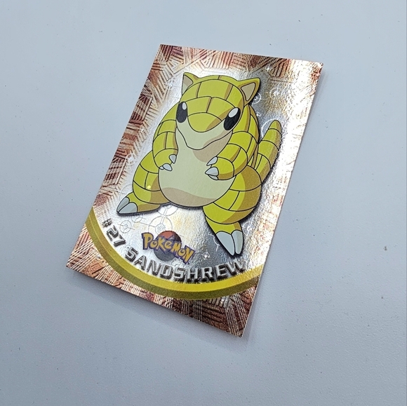 Pokemon 1999 TOPPS Sandshrew #27 Foil Chrome Black Logo TV Animation Card - Picture 2 of 4